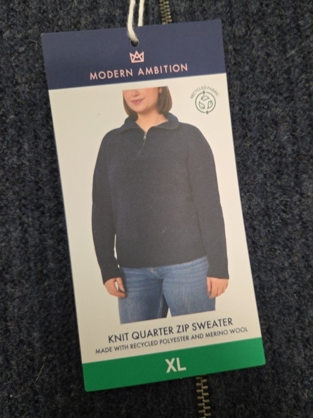 NWT Modern Ambition Cozy Ribbed Women's Half-Zip Navy Knit Sweater SIZE XL - Picture 12 of 12